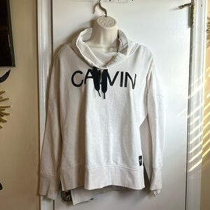 White and black Calvin Klein performance pull over sweatshirt